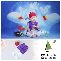 Thème de la mer bébé garçon photographie chapeau barboteuse tenue Photo accessoire uniforme naval Costume nouveau-né Aladdin Bonnet barboteuse combinaison Onesie
