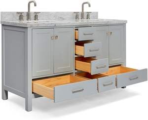 Итальянская мраморная мебель для ванной комнаты, прямоугольные раковины для отеля, 60 дюймов, синие Шкафы для ванной комнаты - Product Image 3