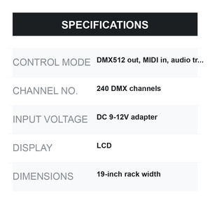 Console DMX 240 canaux pour têtes mobiles, 12 projecteurs x 20 canaux avec joystick 16 bits pour panoramique et inclinaison de précision, rack 19 pouces - Product Image 6