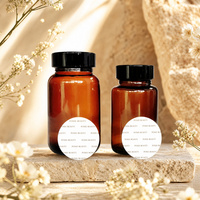 Bocaux en verre brun à large ouverture avec bouchons en plastique noir et or, 60250 ml, pour usage cosmétique, Posee Beauty EO-S69, vente en gros
