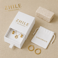Boîte à bijoux rigide en carton avec ruban, logo personnalisé, emballage cadeau de luxe en carton ondulé pour bague, boucles d'oreilles, pendentif