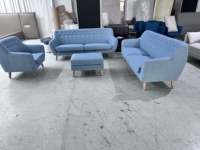 F083 Grosir Set Sofa Mewah Modern Hitam Kulit PU Bambu Ramah Lingkungan Mudah Dibersihkan Salon Kecantikan Perabot Rumah Kantor Ruang Makan