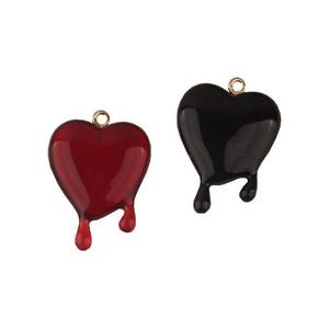 Colgante en forma de corazón con gota de sangre, joyería acrílica para hacer collares, color negro y rojo, tamaño de 18mm, accesorios DIY - Product Image 5