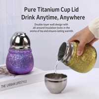 Tasse en titane portable et légère de 200 ml avec texture martelée pour café et thé, avec couvercle argenté, idéale pour le camping, la randonnée et les activités de plein air