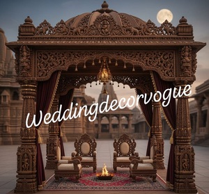 Ensemble de mariage Dulhan Mandap huit piliers sculptés en or style temple en fibre parfait pour les fêtes et les événements - Product Image 6