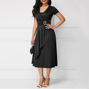 Abiti da Lavoro Eleganti <span class=keywords><strong>Taglie</strong></span> <span class=keywords><strong>Forti</strong></span> per Donna con Maniche Corte e Orlo Asimmetrico <span class=keywords><strong>Abito</strong></span> Aderente in Vita da Sera Vestidos per Signora - Product Image 6