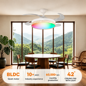 Moderner Metall-RGB-<span class=keywords><strong>LED</strong></span>-Deckenventilator mit DC-Motor, Fernbedienung, 42-Zoll-Flügeln, Beleuchtung, 6 Geschwindigkeiten, dimmbar, leiser Betrieb, für Wohnzimmer - Product Image 4