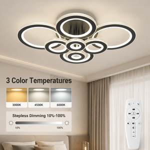 Modern Ring <b>Led</b> Ceiling Lamp Acrylic Aluminum Frame Remote Dimmable Tri Color For Living Room Bedroom High Cri 82W - Product Image 4