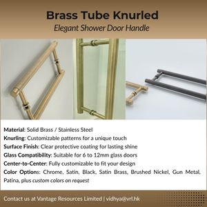 Brass Tube Knurled Shower <b>Door</b> <b>Handle</b> Modern Glass <b>Door</b> <b>Pull</b> Stainless Steel Brass Finish for Hotel Apartment - Product Image 1