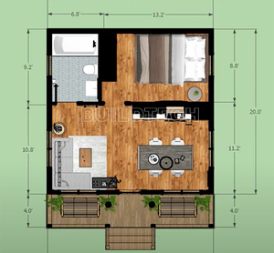 43.8 m2 1 cama contenedor cabina acogedora casa de retiro encantadora casa de campo con balcón y techo inclinado en Inglaterra - Product Image 4