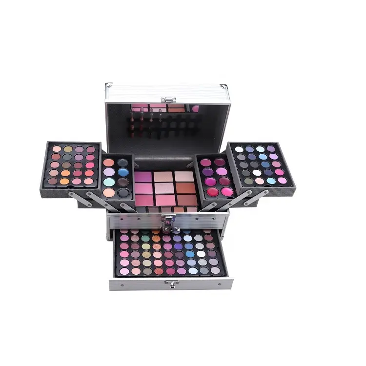 China Make-Up Fabriek Oem Compleet Vanity Aluminium Beauty Box Cosmetica Volledige Set