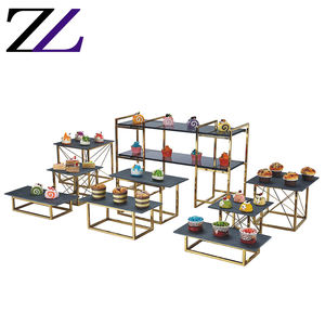 Cibo mobili rotonda rettangolo buffet ristorante attrezzature <span class=keywords><strong>pasticceria</strong></span> visualizza dessert di alta tè livello di lusso del basamento della torta nuziale - Product Image 2