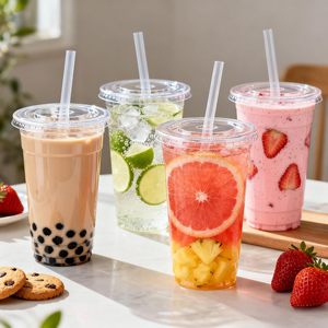 Wholesale Biodegradable Clear PET <b>Plastic</b> <b>Cups</b> with Lids Disposable for Cold <b>Drinks</b> Milkshake Iced Coffee Party - Product Image 3