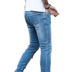 Factory Direct Sales of European and American Men's High Waist Stretch Straight Casual Jeans Distressed Wash - Product Image 2