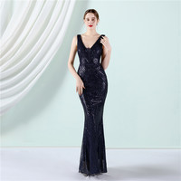 18832-S # 2022New Mode Femmes Sexy Décolleté en V Profond Sans Manches Sequin Robes de Soirée Grosse Dame Robe Grande Taille Robe Super Taille