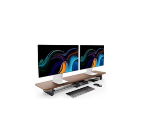 Riser Màn hình kép với kệ kim loại tích hợp-Kệ để bàn bằng gỗ cho đầu bàn-Kệ đứng Màn hình Kép (Quả óc chó) - Product Image 1