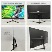 Moniteur sans bordure 27 pouces en promotion usine, écran LED Full HD 1080P 60Hz 75Hz pour PC de bureau professionnel