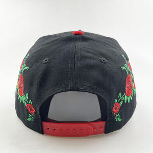 Personalizado tamaño grande Rosa bordado acrílico 2 tonos Snapback béisbol ala curva 5 paneles gorra mujer marco sombrero gorra hombres - Product Image 5