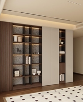 Étagère en bois multicouche ENF écologique personnalisée pour toute la maison, armoire en OSB avec éclairage LED et porte en verre PET