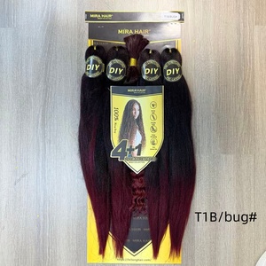 BELEZA T1B/BUG #   Extensioni per <span class=keywords><strong>capelli</strong></span> sintetiche intrecciate senza nodi e senza cuciture da 4+138 pollici, 200g, resistenti al calore, all'ingrosso - Product Image 1