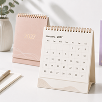 Kalender Meja Kertas Custom Grosir 2027 dengan Lubang dan Spiral Kawat, Perencana Bulanan untuk Penggunaan Kantor dan Sekolah
