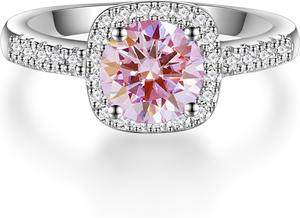 Anillo de Compromiso de Moissanita para Mujer, Color D, Claridad VVS1, Plata S925 con Baño de Rodio, Estilo Clásico, Anillos de Promesa y Eternidad - Product Image 2