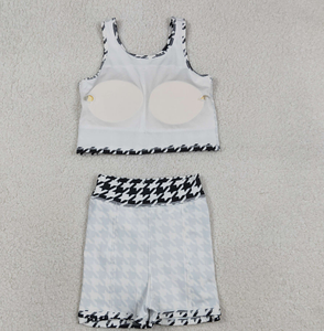 Conjunto de Ropa de Yoga para Niñas, Falda Pantalón con Estampado a Cuadros Negros GSD2858, Verano - Product Image 6