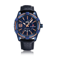 Montre à quartz NAVIFORCE NF9117 pour homme, bracelet en cuir, affichage lumineux de la date et du jour, montre de voyage publicitaire