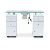 Manicure Table with Fan, Beauty Salon Furniture, Glass Top