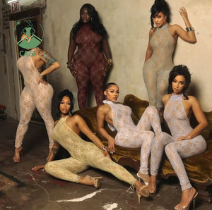 Nuova Tuta Intera da Donna Sexy in Rete con Scollo all'Americana Senza Maniche Senza Schiena Stile Playsuit per Serate - Product Image 4