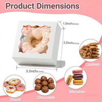 B681 Boîtes à biscuits à la truffe au chocolat en carton blanc Mini emballage de boulangerie avec fenêtre Emballage de boîte à bonbons en beignet au savon Brownie
