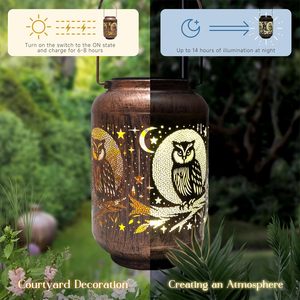 Solar Garden Owl Lamp Hanging Ornaments Forgarden <b>Projection</b> Lamp Nightlight - Product Image 5