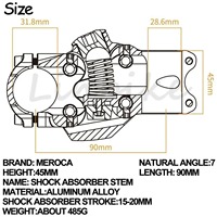 Stem Suspensi Sepeda Gunung MEROCA 7 Derajat 90mm untuk Bersepeda Off-Road, Touring, dan Jalan Berbatu, Peredam Guncangan dengan Empat Sambungan