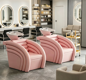 Venta Directa de Fábrica: Sillón de Lavacabezas de Lujo Ligero Especial para Salones de Belleza con Lavabo de Cerámica y Silla Reclinable - Product Image 1