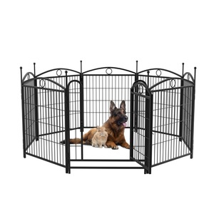 犬用プレイペン屋内32インチ8パネル金属製犬用ペンペット用フェンス屋外エクササイズペンドア付き - Product Image 5