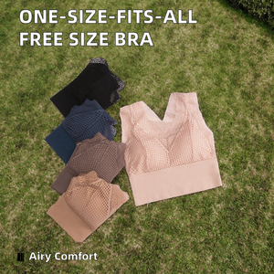 Sujetador de una pieza sin aros, talla única, con copa completa, decoración de encaje, transpirable, estilo diario para evitar la exposición - Product Image 2