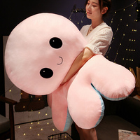 Coussin en peluche pieuvre réversible non rembourré grande taille avec doublure en maille, animaux en peluche à peaux changeantes