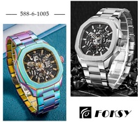 Montre mécanique automatique pour homme, montre mécanique de luxe, logo personnalisé, acier inoxydable, résistante à l'eau, montre pour homme