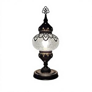 Lampe de table LED incandescente en verre craquelé style Méditerranée pour chambre à coucher, chevet, <span class=keywords><strong>restaurant</strong></span>, hôtel, maison d'hôtes, bar, café - Product Image 1