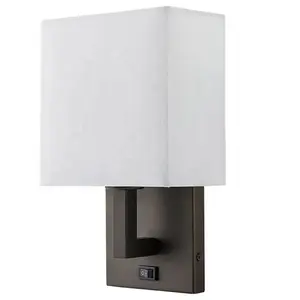Fondo de habitación de sombra de aluminio y lino moderno para interiores, candelabro nórdico, lámparas de pared Led cuadradas, Luz