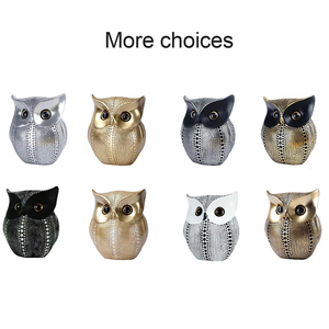 Pequeña estatua de búho hecha a mano figuritas de resina <span class=keywords><strong>Buho</strong></span> para decoración del hogar para sala de estar dormitorio u Oficina Decoración - Product Image 3