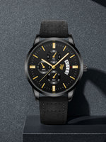 Montre à quartz analogique pour homme Tomi Luckyfox L106, design unique, bracelet en cuir, style business, sport, luxe discret.