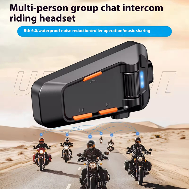 C2 Motorcycle Intercom Headset Mesh Group Chat 520m Range Music Sharing BTH 6.0 Helmet Headphones with FM Radio