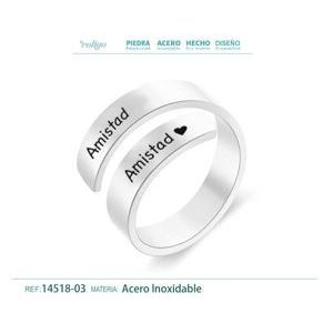 Anello in acciaio inox color argento con un messaggio spagnolo-gioielli personalizzati