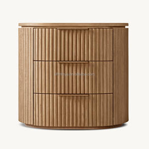 طاولة بجانب السرير من خشب البلوط الأمريكي الصلب MYHOME 2025، خزانة ليلية مغلقة بتصميم عصري فاخر لغرفة النوم، تصلح كأثاث منزلي - Product Image 4