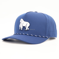 Casquette de golf 5 pièces à séchage rapide pour l'été avec perforation laser imperméable, fermeture snapback réglable, logo brodé personnalisé