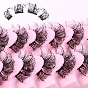 10 Pairs Private Label Mink Eyelash Extensions Individual Precut D Curl Russian Segmented Cluster DIY False Lash