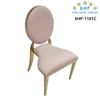Chaises de mariage de luxe modernes à dossier rond empilables en acier inoxydable doré pour banquets et événements