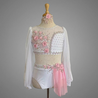 Robe de danse lyrique pour filles et femmes, robe de danse de compétition de luxe avec strass, blanche et rose, personnalisable
