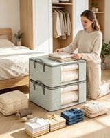 Boîte de rangement pliable pour dortoir, pour vêtements, couettes, couvertures, literie et organisateur de vêtements avec poignées, sacs de rangement pour couettes pour armoire et placard